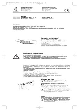 KaVo INTRAmatic LUX 3 7 LH handle Mode d'emploi