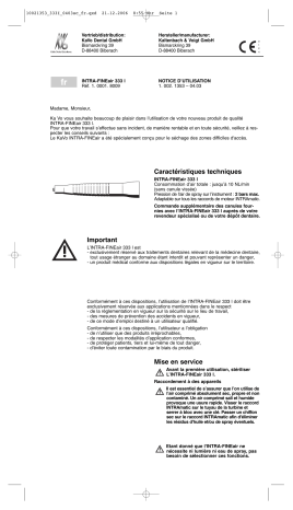 KaVo INTRA FINEair 333 I Mode d'emploi | Fixfr