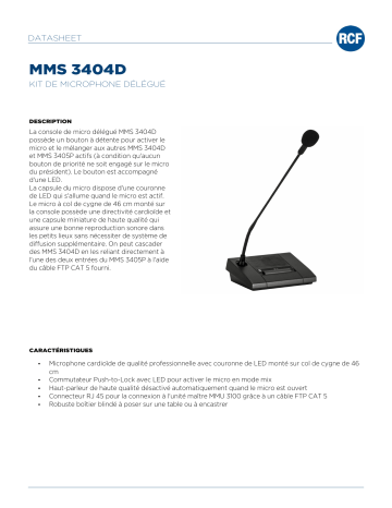 RCF MMS 3404D DELEGATE MICROPHONE SET spécification | Fixfr