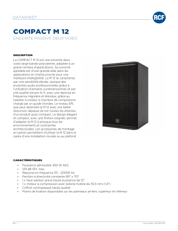 RCF COMPACT M 12 TWO-WAY PASSIVE SPEAKER spécification | Fixfr