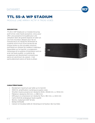 RCF TTL 55-A WP STADIUM ACTIVE THREE-WAY LINE ARRAY MODULE spécification | Fixfr