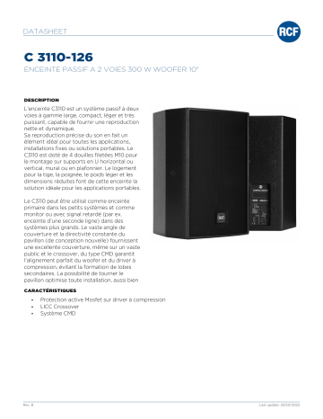 RCF C 3110-126 TWO-WAY PASSIVE SPEAKER spécification | Fixfr