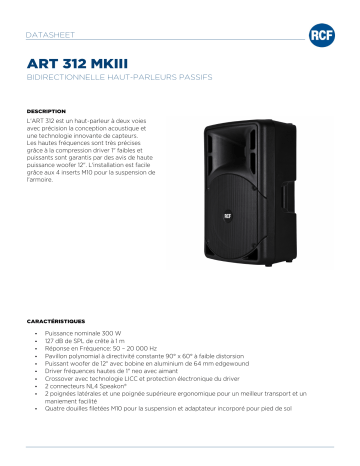 RCF ART 312 MKIII PASSIVE TWO-WAY SPEAKER spécification | Fixfr