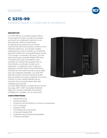 RCF C 5215-99 TWO-WAY PASSIVE SPEAKER spécification | Fixfr