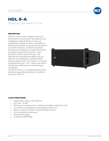 RCF HDL 6-A ACTIVE LINE ARRAY MODULE spécification | Fixfr