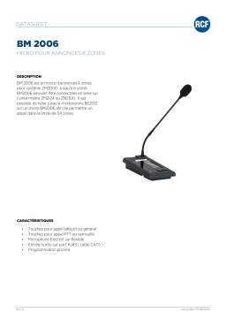 RCF BM 2006 PAGING MICROPHONE 6 ZONES spécification