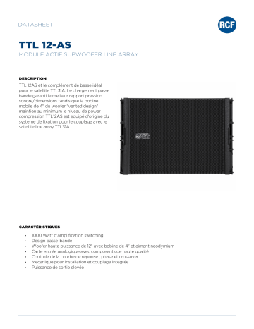 RCF TTL 12-AS ACTIVE LINE ARRAY SUBWOOFER MODULE spécification | Fixfr