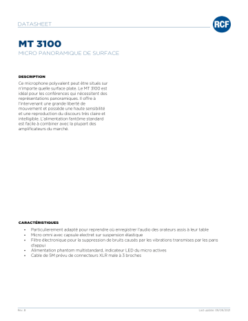 RCF MT 3100 OMNIDIRECTIONAL TABLE-TOP MICROPHONES spécification | Fixfr