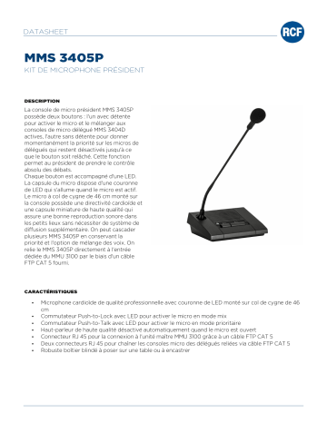 RCF MMS 3405P CHAIRMAN MICROPHONE SET spécification | Fixfr