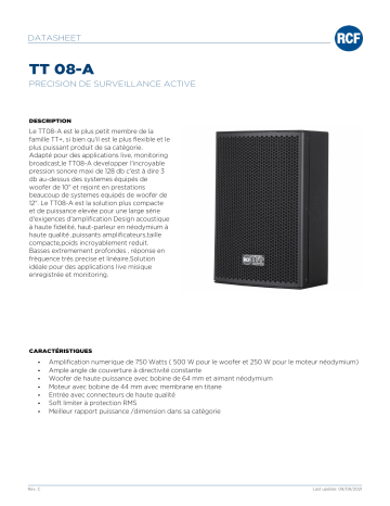 RCF TT 08-A ACTIVE PRECISION MONITOR spécification | Fixfr