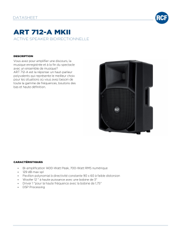 RCF ART 712-A MKII ACTIVE TWO-WAY SPEAKER spécification | Fixfr