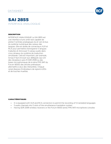 RCF SAI 2855 ANALOGUE INTERFACE spécification | Fixfr