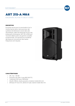 RCF ART 315-A MK4 ACTIVE TWO-WAY SPEAKER spécification