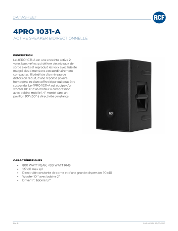 RCF 4PRO 1031-A ACTIVE TWO-WAY SPEAKER spécification | Fixfr