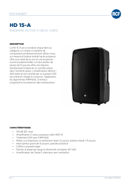 RCF HD 15-A ACTIVE TWO-WAY SPEAKER spécification