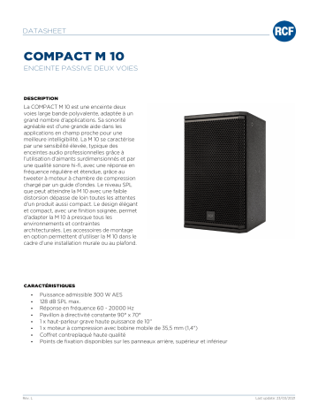 RCF COMPACT M 10 TWO-WAY PASSIVE SPEAKER spécification | Fixfr