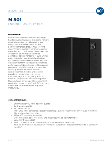 RCF M 801 TWO-WAY PASSIVE SPEAKER spécification | Fixfr