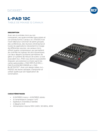 RCF L-PAD 12C 12 CHANNEL MIXING CONSOLE spécification | Fixfr