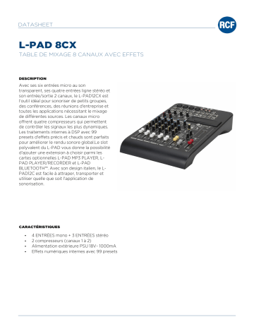 RCF L-PAD 8CX 8 CHANNEL MIXING CONSOLE spécification | Fixfr