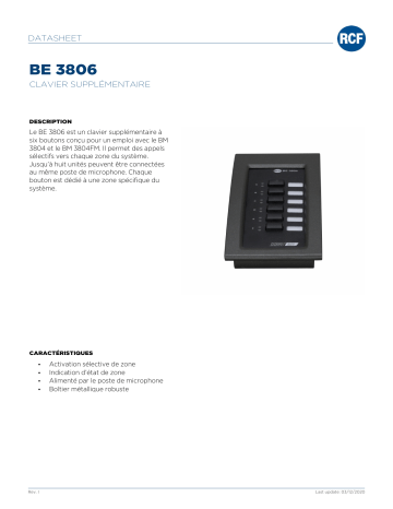 RCF BE 3806 ADDITIONAL KEYBOARD spécification | Fixfr