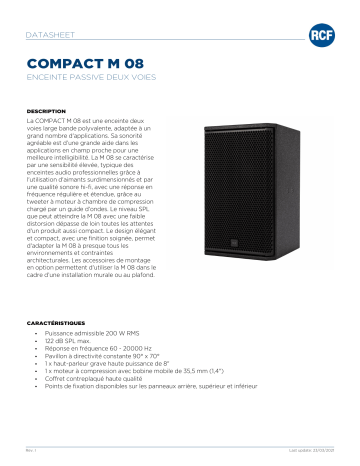 RCF COMPACT M 08 TWO-WAY PASSIVE SPEAKER spécification | Fixfr