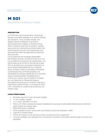 RCF M 501 TWO-WAY PASSIVE SPEAKER spécification | Fixfr