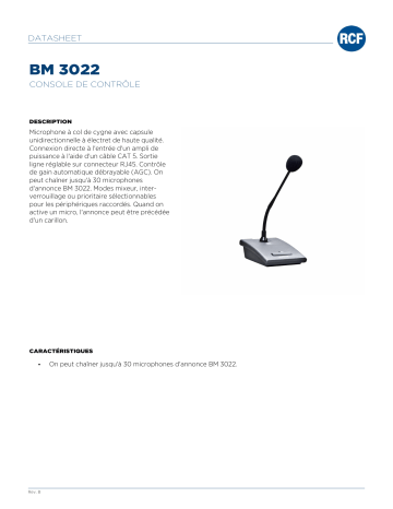 RCF BM 3022 PAGING MICROPHONE spécification | Fixfr