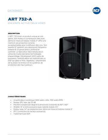 RCF ART 732-A ACTIVE TWO-WAY SPEAKER spécification | Fixfr