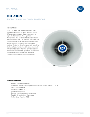 RCF HD 31EN PLASTIC HORN SPEAKER spécification | Fixfr