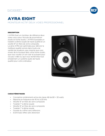 RCF AYRA EIGHT ACTIVE TWO-WAY PROFESSIONAL MONITOR spécification | Fixfr