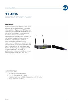 RCF TX 4016 UHF WIRELESS MICROPHONE - DIVERSITY SYSTEM spécification