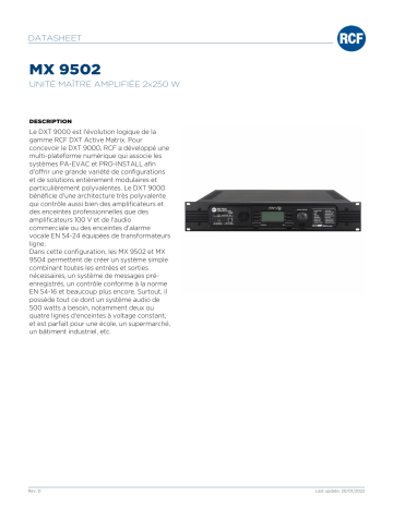 RCF MX 9502 AMPLIFIED MASTER UNIT spécification | Fixfr