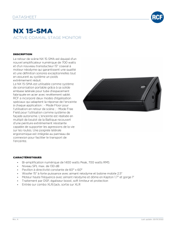 RCF NX 15-SMA ACTIVE COAXIAL STAGE MONITOR spécification | Fixfr