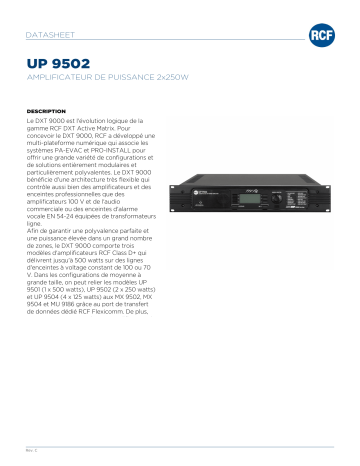 RCF UP 9502 POWER AMPLIFIER UNIT spécification | Fixfr