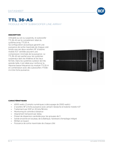 RCF TTL 36-AS ACTIVE LINE ARRAY SUBWOOFER MODULE spécification | Fixfr