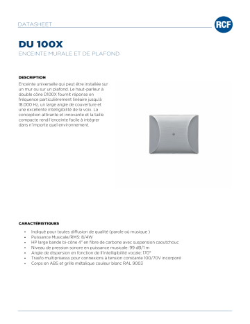 RCF DU 100X CEILING OR WALL SURFACE MOUNTED spécification | Fixfr