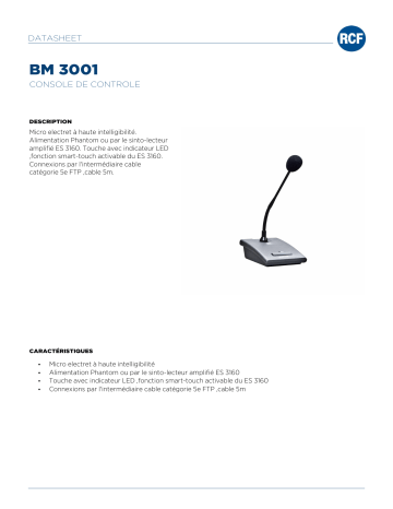 RCF BM 3001 PAGING MICROPHONE spécification | Fixfr