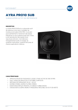 RCF AYRA PRO10 SUB ACTIVE REFERENCE SUBWOOFER spécification