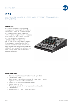 RCF E 12 12-CHANNEL MIXING CONSOLE spécification