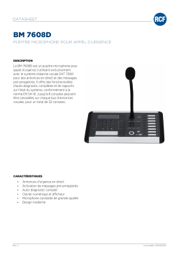 RCF BM 7608D DESK-TOP EMERGENCY MICROPHONE CONSOLE spécification