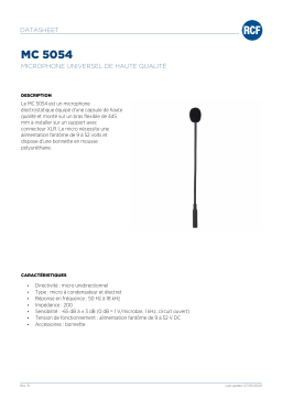 RCF MC 5054 UNIVERSAL HIGH QUALITY MICROPHONE spécification