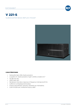 RCF V 221-S PASSIVE BASS REFLEX SUBWOOFER spécification