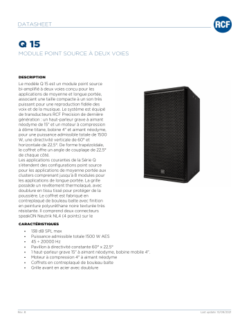 RCF Q 15 TWO-WAY POINT SOURCE MODULE spécification | Fixfr