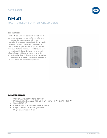 RCF DM 41 TWO-WAY COMPACT SPEAKER spécification | Fixfr