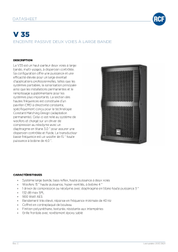 RCF V 35 FULL RANGE PASSIVE TWO-WAY SPEAKER spécification