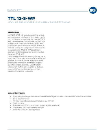 RCF TTL 12-S-WP WEATHERPROOF PASSIVE LINE ARRAY SUBWOOFER MODULE spécification | Fixfr