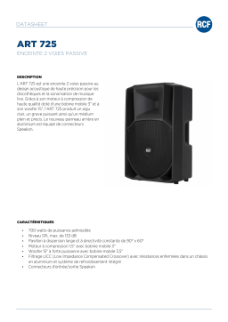 RCF ART 725 TWO WAY PASSIVE SPEAKER spécification