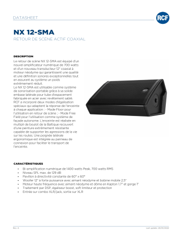 RCF NX 12-SMA ACTIVE COAXIAL STAGE MONITOR spécification | Fixfr