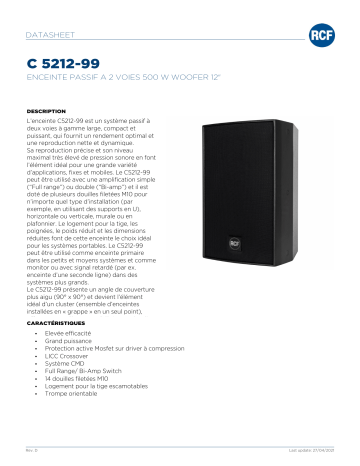 RCF C 5212-99 TWO-WAY PASSIVE SPEAKER spécification | Fixfr