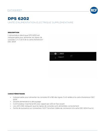 RCF DPS 6202 ADDITIONAL POWER SUPPLY UNIT spécification | Fixfr